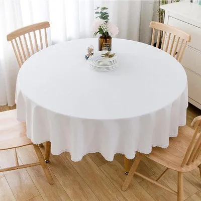 Obrázok produktu pre Ibenzoa® Okrúhla obrus 140 cm – bavlna a ľan, biela, vhodná na pranie v práčke, pre stoly s priemerom 80–90 cm