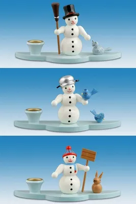 Produktbild von Kerzenhalter Schneemann 3tlg. Höhe 7cm NEU