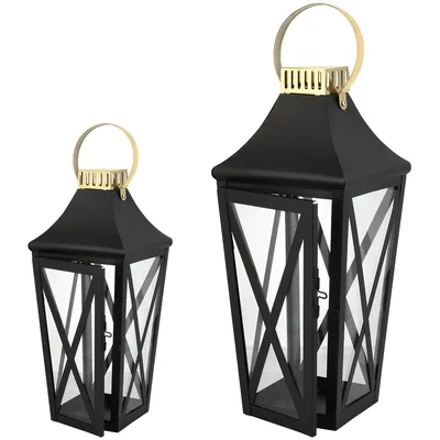 Produktbild von SEVICO Laterne Gartenlaterne 2tlg. Windlicht Laterne Kerzenhalter Kerzenleuchter Kerzenständerr für Outdoor Wohnzimmer Garten Balkon F35