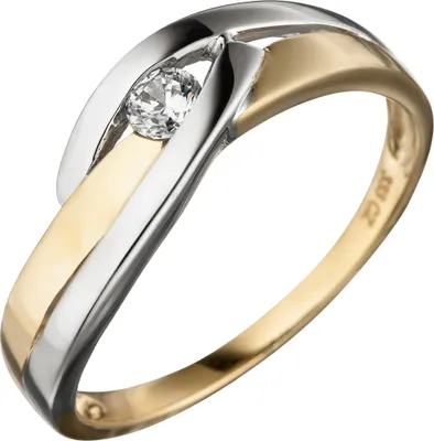 Produktbild von Ring Damenring mit Zirkonia weiß 333 Gold Gelbgold teilrhodiniert bicolor Innenumfang 56mm  Ø17.8mm