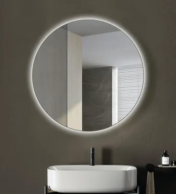 Obrázok produktu pre Okrúhle kúpe??ové zrkadlo s osvetlením TALOS LED CESA Shine v matnej ?iernej Ø60 cm – Celoplošné podsvietenie priestoru v neutrálnom bielom tóne – vhodné do vlhkých priestorov v?aka hliníkovému rámu