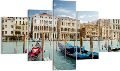 Produktbild von Bild auf Leinwand - Leinwandbild - Architektur venedig italien gondel - 125x70cm - Wand Bild - Wanddeko - Leinwanddruck - Bilder - Kunstdruck - Leinwand bilder - Wandkunst - EA125x70-2705