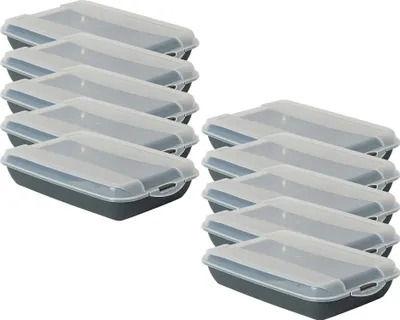 Produktbild von Novaliv 10er-Set Anthrazit Premium Aufschnittbox mit Transparentem Deckel, Frischhaltedosen für Wurst & Käse Maße 25x17x5 cm Kühlschrank Organizer Knäckebrotbox Wohnung must-have Küchen Gadgets