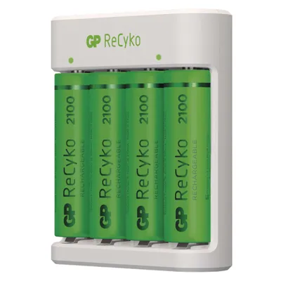 Produktbild von Akkuladegert GP B411 mit 4x AAA Akkus, 2100mAh, 1,2V, wei