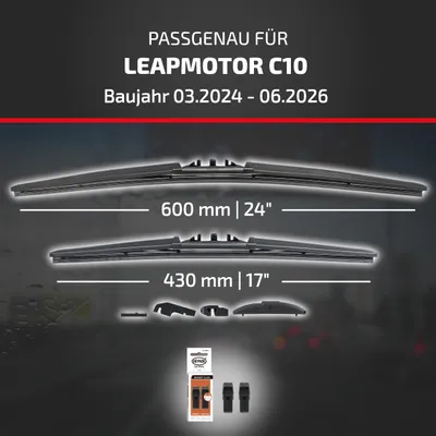 Produktbild von HEYNER® Scheibenwischer für LEAPMOTOR C10 03.2024 - 09.2026, HYBRID Flachbalkenwischer, Aerodynamisch & Flexibel, Nanographitbeschichtung