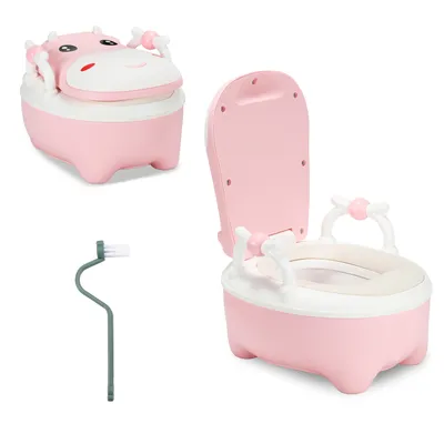 Image de TolleTour Pot et toilettes pour bébés, pot pour bébé avec fonction WC, siège de toilettes pour enfants et entraîneur avec poignées et design antidérapant Rose