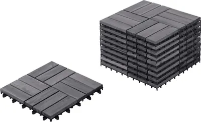 Produktbild von BELIANI Terrassenfliesen Grau es Akazienholz Wetterbeständig Wetterfest Outdoor Klickfliesen Gartenfliesen Holzfliesen für Garten