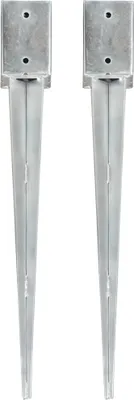 Produktbild von Design Erdspieße 2 Stk. Silbern 9×9×75 cm Verzinkter Stahl, Garten- & Gewächshaus-Zubehör 2024 Neu