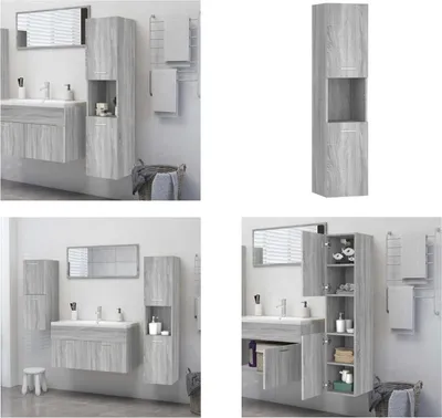 Obrázek produktu pro vidaXL Koupelnová skříňka Grey Sonoma 30x30x130 cm Materiál na bázi dřeva - Koupelnová skříňka - Koupelnové skříňky - Koupelnový nábytek