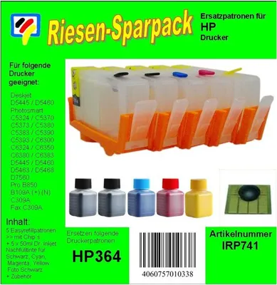 Produktbild von IRP741 - H364er CISS Komplettset - ALLES DRIN - 5er Set