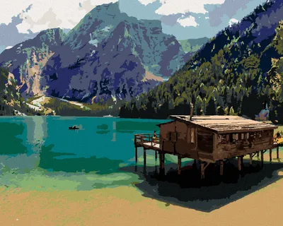 Produktbild von Zuty - Malen nach Zahlen - SEELANDSCHAFT VON LAGO DI BRAIES, 40x50 cm, mit Keilrahmen (bereits gespannt)