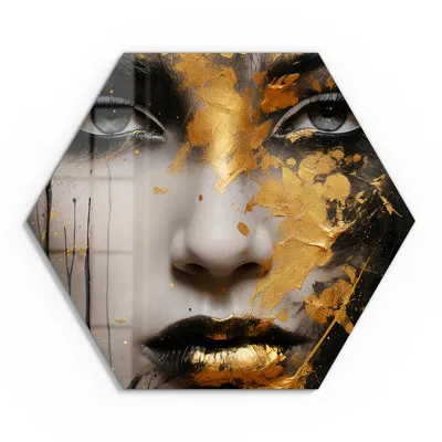 Produktbild von DEQORI Glasbild Echtglas 55x48 cm 'Goldener Blick' Wandbild Bild modern Deko