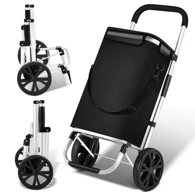 Image de TolleTour Chariot d'achat Chariot d'achat pliable avec - sac de shopping étanche - capacité 40L y compris compartiment réfrigéré & trolley