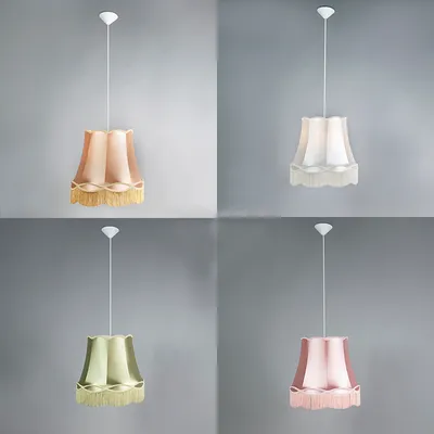 Produktbild von QAZQA - Retro Set mit 4-flammig Retro Hängelampe I Pendellampe I Pendelleuchten bunt 4-flammig5 cm - Granny I Wohnzimmer I Schlafzimmer - Textil Rund - LED geeignet E27
