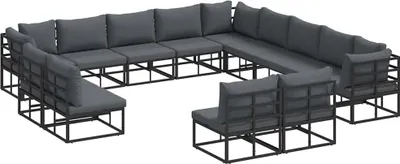 Produktbild von vidaXL Gartensofa-set 13 stk. Schwarz Aluminium