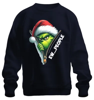 Produktbild von EW PEOPLE Grinch Santa Reißverschluss Weihnachten lustig Sweatshirt Pullover, Navy, S