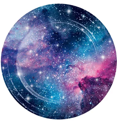 Produktbild von 8 Pappteller Galaxie 23 cm mit Glanzsternen - Einheitsgröße