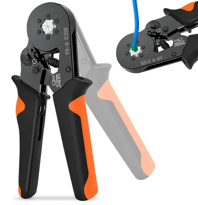 Immagine prodotto di Pinza crimpatrice a cricchetto per capicorda - 0,25-6 mm² - Crimpatura esagonale - Acciaio al carbonio - Per cavi elettrici
