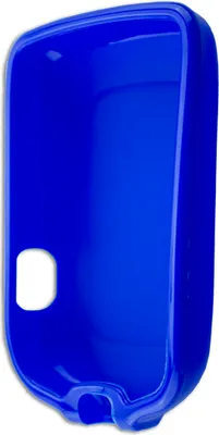 A blue protective case for a medical device.