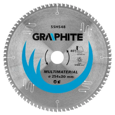 Zdjęcie produktu dla GRAPHITE Tarcza do pilarki, widiowa, 254 x 30 mm, 80 zębów, uniwersalna