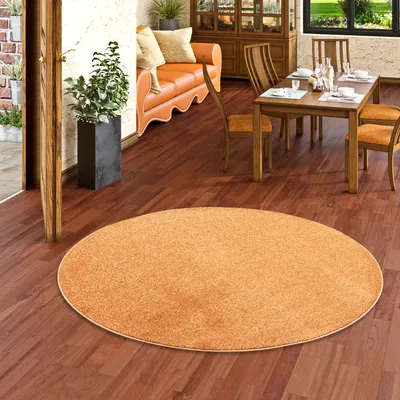 Produktbild von Hochflor Velours Teppich Luna Terrakotta Rund, Größe:100 cm Rund