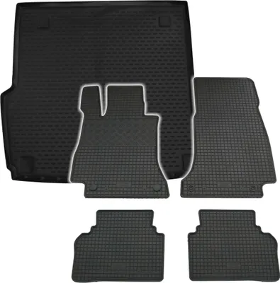 Produktbild von Gummi Kofferraumwanne + Fußmatten Set für Mercedes E-Klasse S213, Bj. 2016-