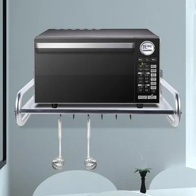 Imagen del producto de Organizador de cocina para montaje en pared: capacidad de carga de 30 kg, acero inoxidable de 0.68 mm, diseño compacto, multifuncional