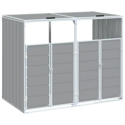Produktbild von Mülltonnenbox für 2 Tonnen Grau 144x81x113 cm Stahl