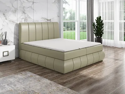 Produktbild von Boxspringbett KAND 180 x 200  mit 2 Bettkästen, Bonell-Matratze und Topper. Farbe: Beige