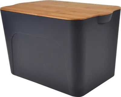Obrázek produktu pro Plastová nádoba s bambusovým víkem, antracitová, 26l