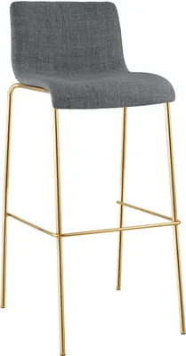 Immagine prodotto di Sgabello da bar Hover con seduta in tessuto e struttura effetto oro | Colore: grigio chiaro | Dimensioni: 43x48x100 cm
