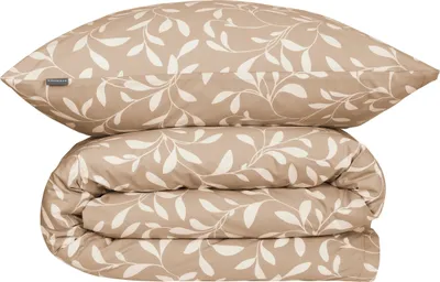 Produktbild von SCHIESSER Bettwäscheset Liliebeth | Renforcé | 2-teilig | Bicolor-Blattmuster | 100% Baumwolle | Weich und glatt | Verdeckter YKK-Reißverschluss | 135x200 cm + 80x80 cm | Sand