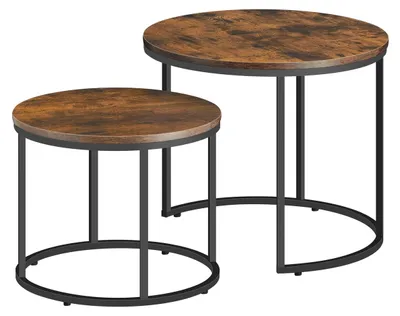 Image de Lot de 2 tables basses industrielles rondes en bois et métal