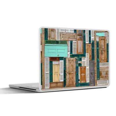 Produktbild von MuchoWow® Laptop Aufkleber Sticker Cover Türen - Architektur - Grün - Braun - Antiquitäten 31x22.5 cm - Laptop-Deko