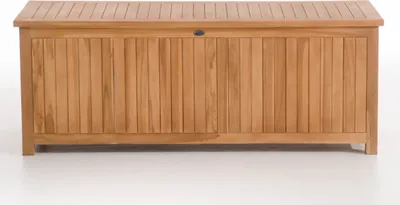 A wooden storage box on a white background.