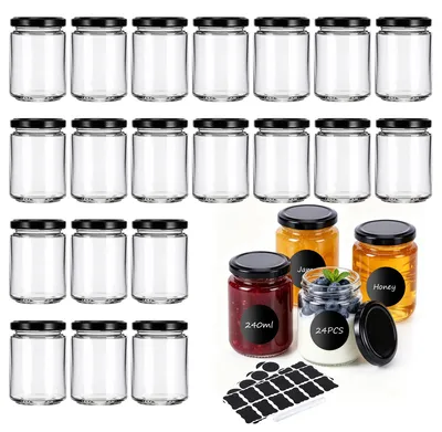 24 Einmachgläser 240 ml mit Schraubdeckel, transparent