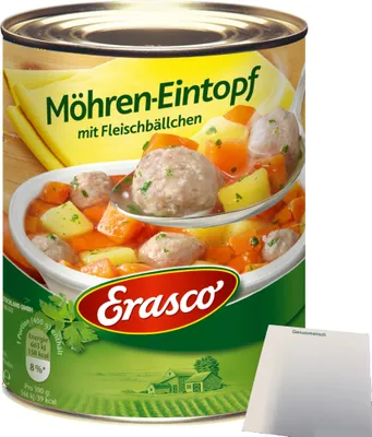 Produktbild von Erasco Möhren-Eintopf mit Fleischbällchen 1er Pack (1x800g) + usy Block