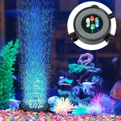 Produktbild von LED Aquarium Bubbler Farbwechsel Lampe Luftblase Stein Fish Tank Bubble Dekoration Aquarien Beleuchtung