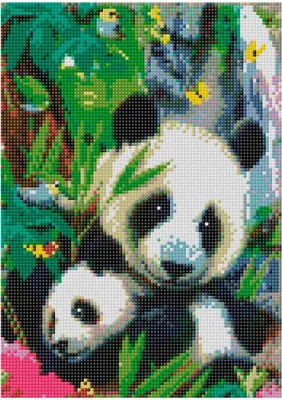 Imagen del producto de Mosaico de diamantes, bordado, diseño "Panda Flamenco", tamaño 30x40 cm