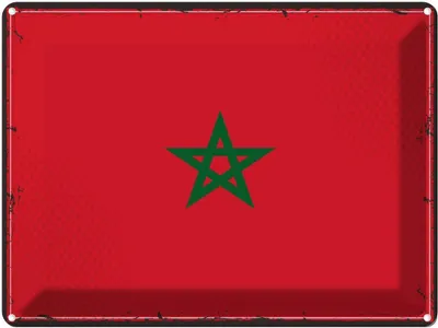 Produktbild von vianmo Blechschild 30x40 cm Marokkos Retro Morocco Flagge Fahne Wappen