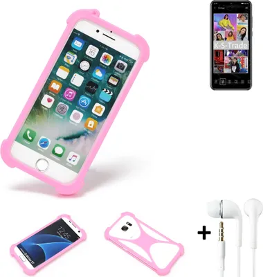 Produktbild von K-S-Trade Bumper + Kopfhörer kompatibel mit Huawei Y8p Handy Hülle Schutzhülle Silikon Schutz Hülle Cover Case Silikoncase Silikonbumper TPU