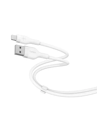 Produktbild von Belkin Cbl Scicone USB-A LTG 2M blc, 2 m, USB A, USB C/Lightning, Männlich, Männlich, Weiß