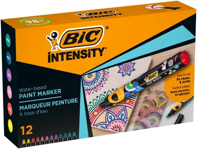 Zdjęcie produktu dla BIC Intensity, 12 szt., Wielobarwny, Końcówka pociskowa, Wielobarwny, Okrągły, Średni