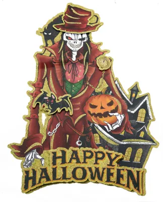 Immagine prodotto di Buon Halloween - Decorazione in carta/cartone a forma di scheletro con cappello (58x39 cm)