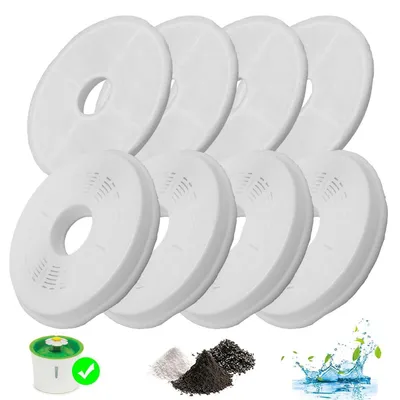 Image de Filtres pour fontaines à eau pour animaux de compagnie, 3 litres, lot de 8, compatibles avec Flower Cat