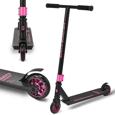 Image de SUOTU Trottinette freestyle Stunt Scooter Ultra Pro noire/rose, pour enfants à partir de 6 ans et adultes, roues enPolyuréthanede 110 mm, roulements à billes