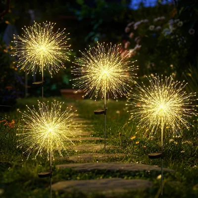 Produktbild von LED Solarleuchte LED Solarleuchte Solarlampen Garten 120 LED Feuerwerk Solarleuchten gartendeko, solarlampen für außen, Warmweiß,  8 Modi mit Erdspieß