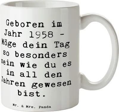 Produktbild von Mr. & Mrs. Panda Pott Spruch 1958 Geburtstag - Weiß - Geschenk, Teepott, besondere Geburtstagswünsche, Tasse mit, Alter, Erinnerungen, Becher, einzigartige Jahrgang