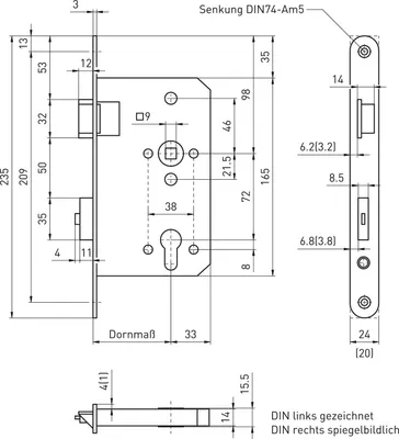 Produktbild von BMH Fluchttürschloss 6113 2-flg. Funktion E/EN 1125, rechts, Edelstahl