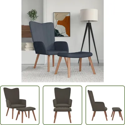Produktbild von The Living Store Relaxsessel mit Hocker Dunkelgrau Samt